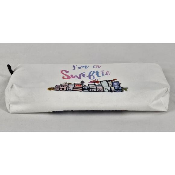 "I AM SWIFTIE" GIRL'S CONCERT MERCH WHITE MAKEUP OR PENCIL ZIPPER POUCH - Picture 3 of 9
